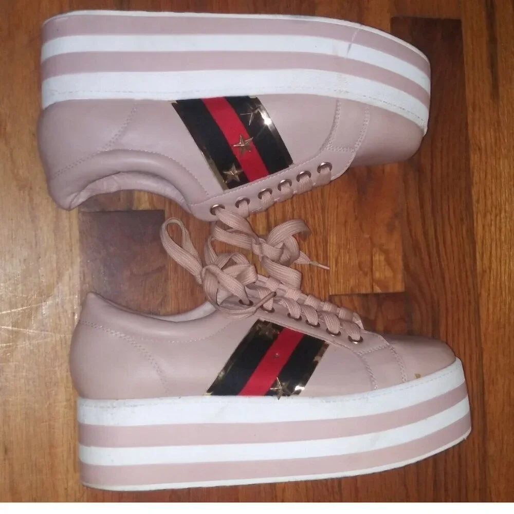Womens Platform sneakers pink PATRIOTIC sz 7.5 JETTA tennis shoes COMFORT GUC - Picture 5 of 10